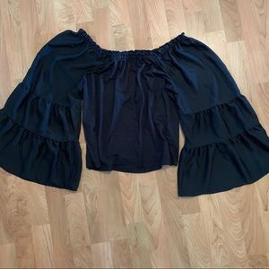 Anthropologie Black Wide Sleeve Blouse